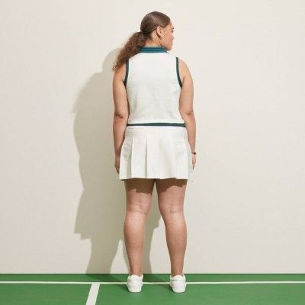 Prince Pickleball Women's Collared Pleated Dress - White M - Picture 3 of 4
